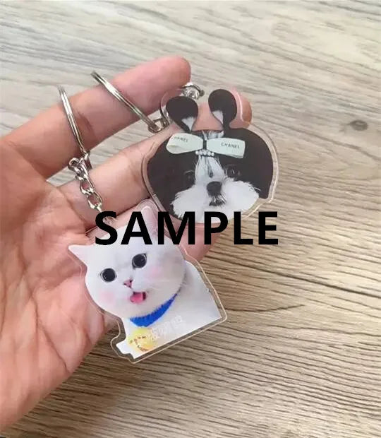 Custom Pet Photos Acrylic Key Chain Cute Cat Dog Clear Stand Kawaii Pets Refrigerator Sticker Sweet Animal Keychain Standing