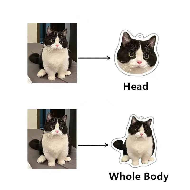 Custom Pet Photos Acrylic Key Chain Cute Cat Dog Clear Stand Kawaii Pets Refrigerator Sticker Sweet Animal Keychain Standing