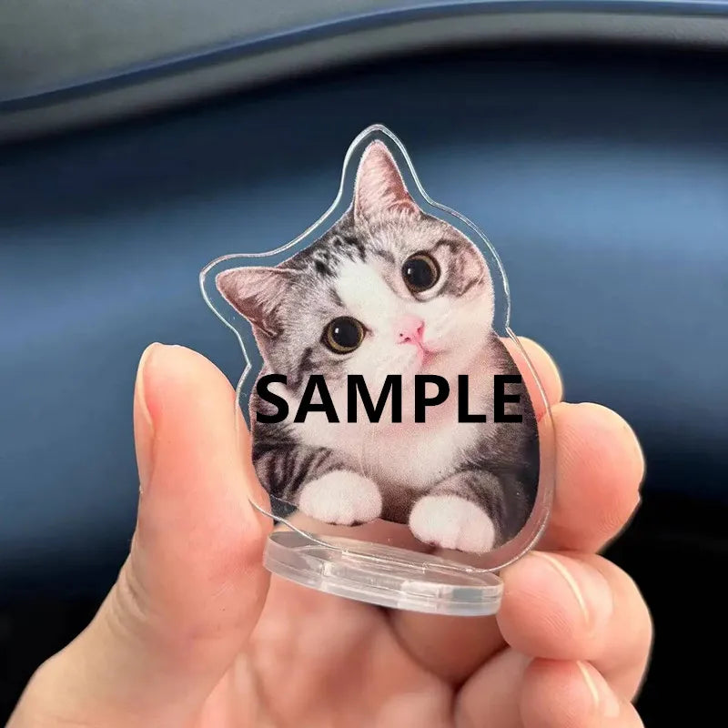 Custom Pet Photos Acrylic Key Chain Cute Cat Dog Clear Stand Kawaii Pets Refrigerator Sticker Sweet Animal Keychain Standing