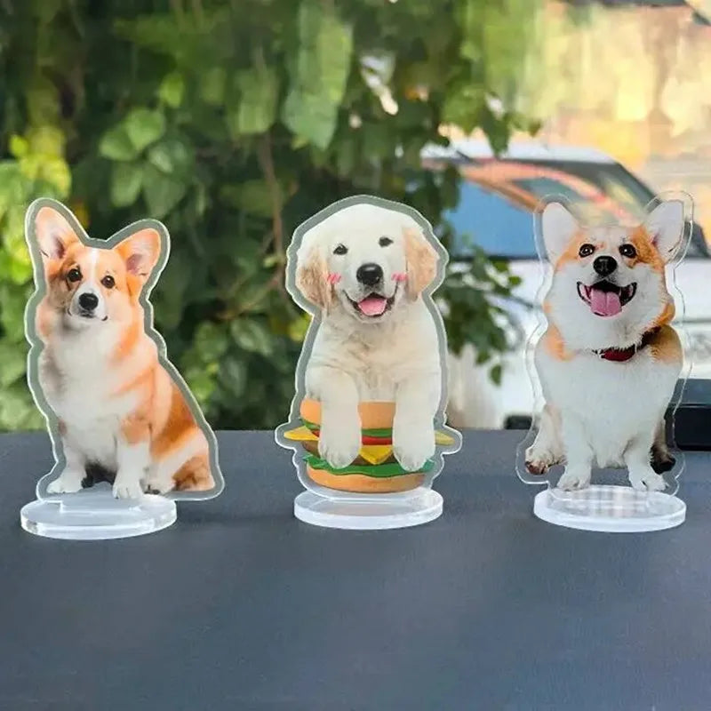 Custom Pet Photos Acrylic Key Chain Cute Cat Dog Clear Stand Kawaii Pets Refrigerator Sticker Sweet Animal Keychain Standing