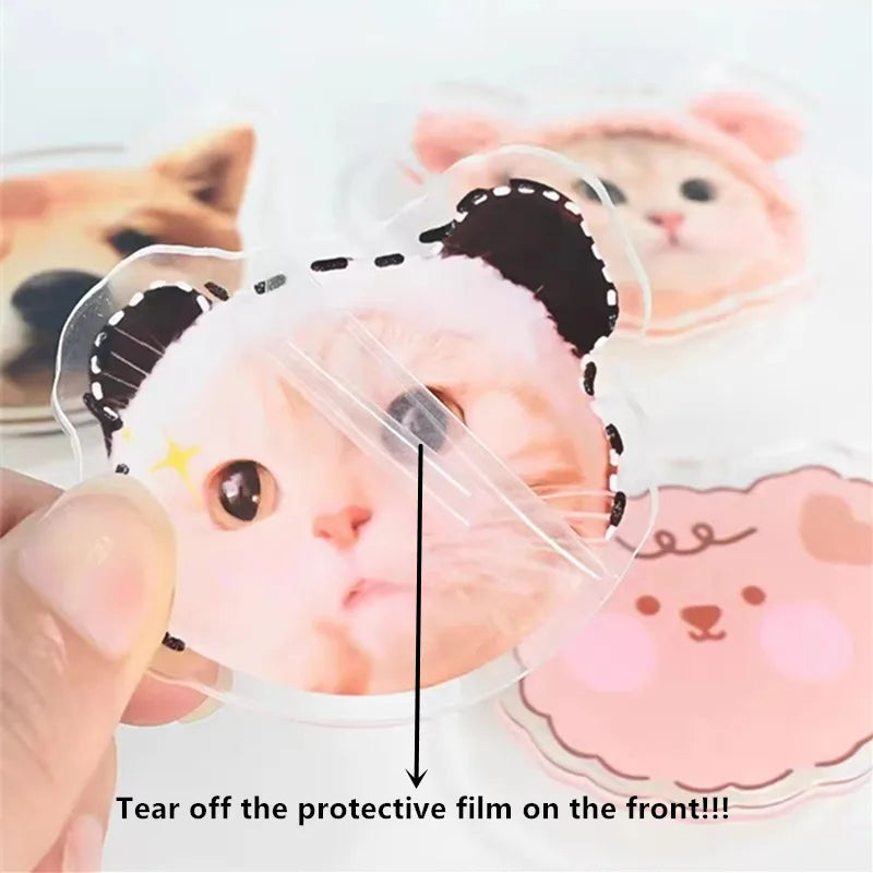 Custom Pet Photos Acrylic Key Chain Cute Cat Dog Clear Stand Kawaii Pets Refrigerator Sticker Sweet Animal Keychain Standing